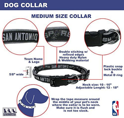 Pets First NBA SAN Antonio Spurs Dog Collar, Size Medium. Best Pet Collar for All Sports Fans