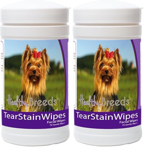 Healthy Breeds Yorkshire Terrier Tear Stain Wipes 70 Count (Pack of 2)