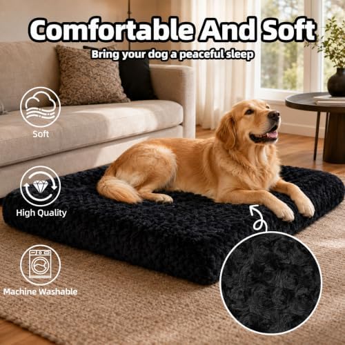 Dog Bed Large Size, Plush Washable Pet Bed Mat, Dog Crate Bed 35"x23"