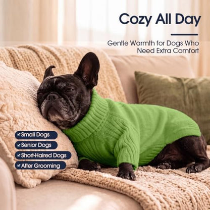 IECOii XXL Dog Sweater,Thermal Knit Turtleneck Big Dog Sweater with Sleeve