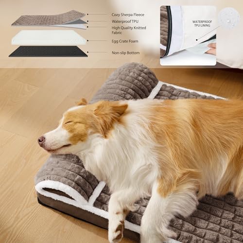 Orthopedic Large Dog Bed Pillow Pet Sofa Bed 56''X40'' Taupe