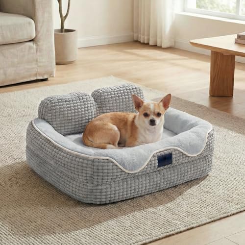 Veehoo Square Small Dog Bed, Orthopedic Dog Bed Washable Couch Sofa, 24"