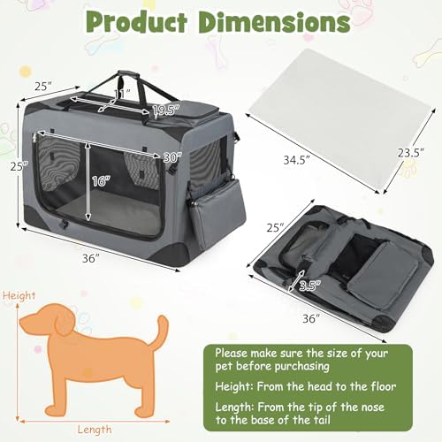 Giantex Collapsible Soft Dog Crate, 36 Inch Portable Travel Dog Kennel