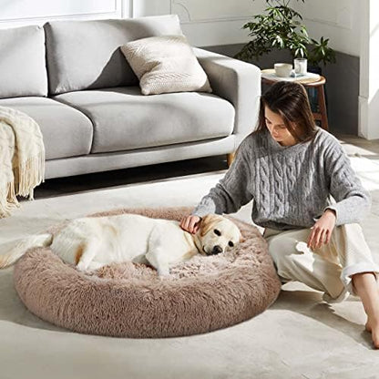 Western Home Calming Donut Large Dog Bed Pet Bed,36" Brown