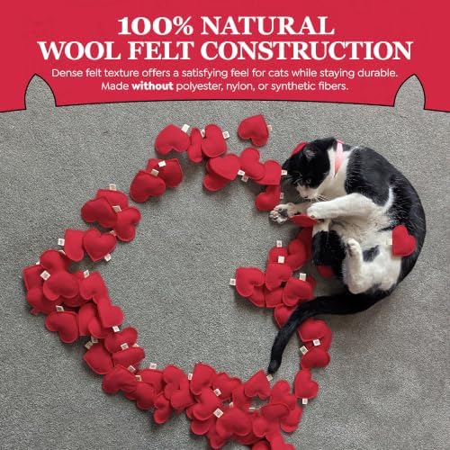 Catnip Toy – Heart Shape, Organic Catnip, 100% Wool Felt, Grown & Made in The USA - Red