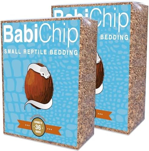 BabiChip Coconut Substrate for Reptiles Loose Small Sized Coconut Husk Chip Reptile Bedding (36 Quart (2 Pack))