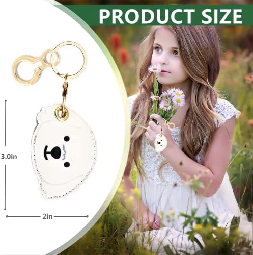 BORKUANA PU Leather Keychain Holder Protective Case Compatible with AirTag
