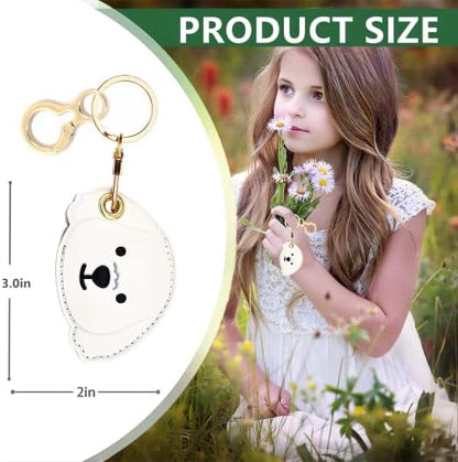 BORKUANA PU Leather Keychain Holder Protective Case Compatible with AirTag