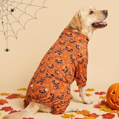 KYEESE Halloween Dog Pajamas for Large Dog Onesie with Jack-o'-Lantern