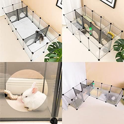 DINMO 18 Panels Bunny Playpen, Game Holes Design, 61.4 x 25.4 x 16.4 inches
