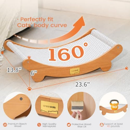 CHEERPALS Cooling Cat Bed, Wooden Hammock with Breath Mesh for Small Dogs