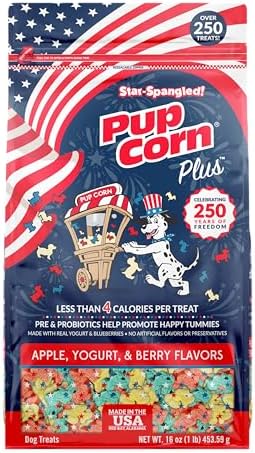 Pup Corn Plus Star Spangled Limited Edition Apples & Yogurt Low Calorie Dog Treats, 16-oz Bag