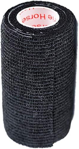 12 Pack Premium Vet Wrap - Self Adhesive Bandage Wrap & Athletic Tape - 4" x 5 Yards Elastic & Self-Sticking Cohesive Bandage for Pets, Sports, Wrists & Ankles - Black by Prairie Horse Supply