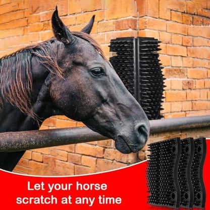 Frienda 6 Pcs 6 x 5 Inch Black Horse Scratching Pad Itch Relief for Horses and Livestock Large and Small Animal Scratch Horses, Cows, Goats, Dogs Farm Animal