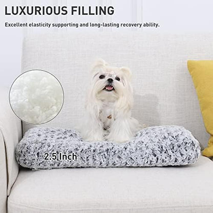 KSIIA Washable Dog Bed Small Dog Crate Bed Deluxe Plush Mat 21"x13" Gray