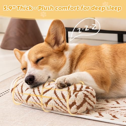 Calming Dog Bed Mats with Neck & Head Support, 31.5 x 23.62 inch Khaki