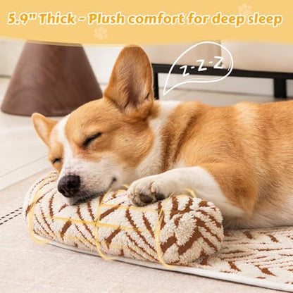 Calming Dog Bed Mats with Neck & Head Support, 31.5 x 23.62 inch Khaki