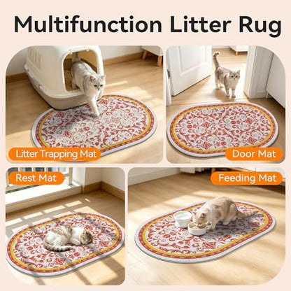 Cat Litter Mat, 33"x22" High Density PVC Litter Rug Trapping Mat, Non-Slip, Waterproof & Urine-Proof Kitty Litters Catcher Mats, Keep Floor Clean, Soft on Kitten Paws, Cat Essentials Brown
