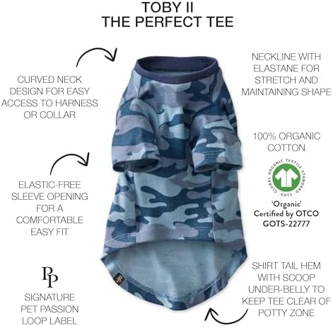 Pet Passion Toby II Dog T-Shirt, 3 Pack, Navy Camo, Medium