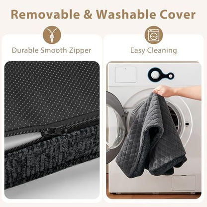 JOEJOY Orthopedic Dog Bed for Large Dogs, Washable Dog Crate Bed Large Sized with Removable Cover, Egg Memory Foam Big Pet Beds, Grey, 35"x22"