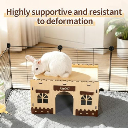 Wooden Guinea Pig Hideout Bunny House Rabbit Bed – Small Animal Habitat