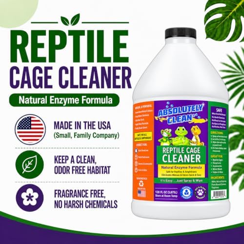 Absolutely Clean Amazing Reptile & Amphibian Terrarium Cleaner and Deodorizer - Just Spray/Wipe - Safely & Easily Removes Reptile & Amphibian Messes - USA Made (128oz Refill - Save 60%)