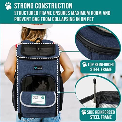 PetAmi Dog Backpack Carrier, Airline Approved 4-Way Entry Cat Bag, Blue