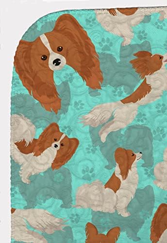 Caroline's Treasures MLM1043LQB Red and White Papillon Quilted Blanket 50x60 Artwork Pattern Quilted Throw Blanket for Bed, Couch, Sofa, Soft and Lightweight