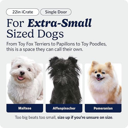 Midwest 22-Inch Single Door iCrate, for Extra-Small Breeds, Up to 15 lbs