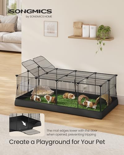 SONGMICS Guinea Pig Cage，Small Animal Playpen with Lid