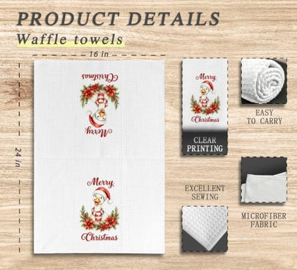 Merry Christmas Goose Kitchen Dish Towels Dishcloth 16x24 Inches