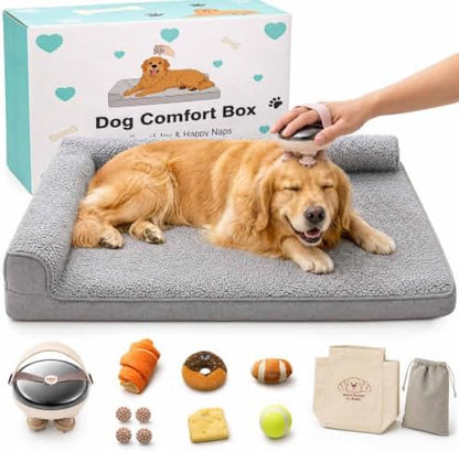 Orthopedic Dog Bed for Large Dog Senior Dog with Dog Massager, Pet Toys,44"