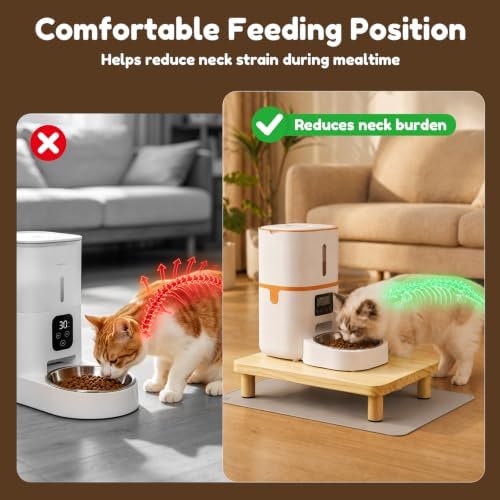 Elevated Cat Food Stand for Automatic Feeders with Silicone Mat