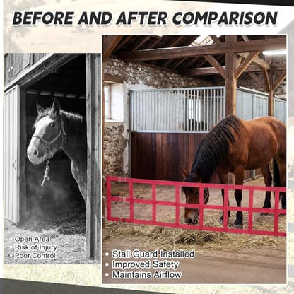 Zonon 8' x 20'' Adjustable Polyester Stall Guards for Horses, Red
