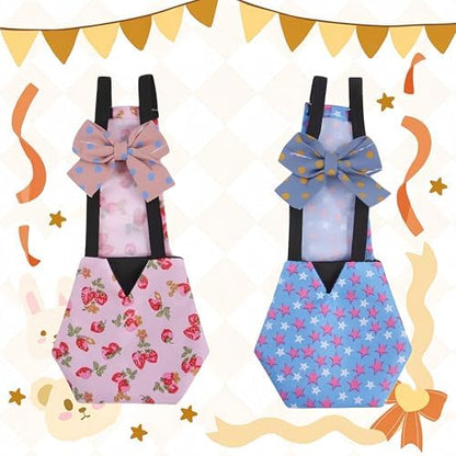 2 Pack Chicken Diapers for Hens, Roosters, Diapers for Ducks, Ducklings, Reusable Pet Diaper with Bow Ties Waterproof Poultry Nappies Pet Clothes for Geese Pet Ducks-Pink&Star,S