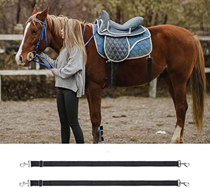 Premium Horse Blanket Sheet Leg Straps, 2 Pcs Adjustable 27.55" to 55" Length, Replacement Stretchy Belly Strap with Double Swivel Snaps
