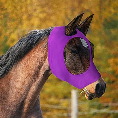 Weewooday 3 Pcs Horse Fly Mask with Ears, L, Purple, Black, Pink