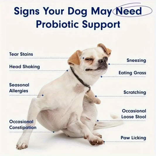 Dog Probiotics - Pet Digestive and Immune Supplement - Suitable for All Dog Breeds - Salmon Favor - 4.32 Ounces - 30 Tablets