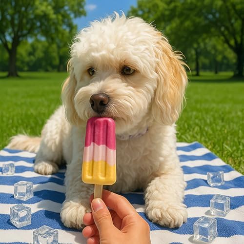 SPOT Pup Ice- Ready to Freeze at Home Dog Treats-Edible Chews for Medium Breed Dogs & Puppies with Real Chicken to Keep Your Pup Cool Year Round, Rocket Lollies Strawberry and Banana Flavor, 2pcs