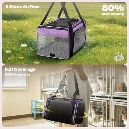 Top and 2 Sides Expandable Pet Carrier 17x11x9.5 TSA Airline Approved