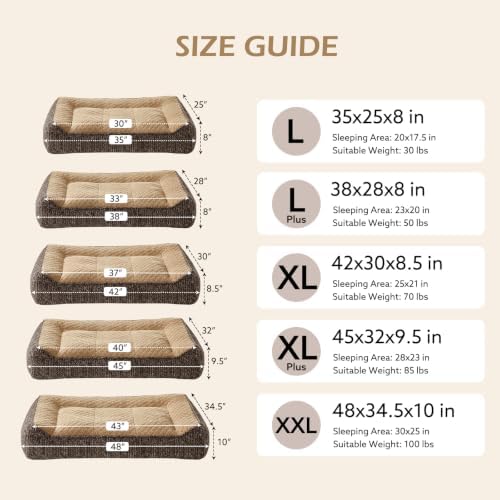 JOEJOY XL Orthopedic Dog Bed Large Size Dog, Extra Thick Big Dogs Couch Bed
