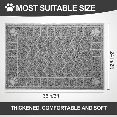 Cat Litter Box Mat, 35" x 24" Large Waterproof Litter Trapping Mat