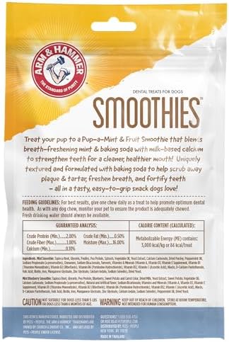 Arm & Hammer Smoothies Dental Dog Chews, Mint Blueberry Mix, 8 Ct