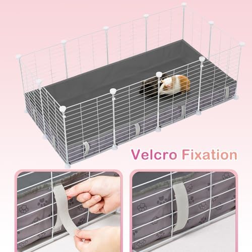 Funfurry Waterproof Guinea Pig Cage Liner,Washable Tarp Bottom Base,Cage Liners for Small Animals,Hamster Chinchilla Hedgehog Ferret Rabbit. (Dark Grey-Paw, 24" X 60")