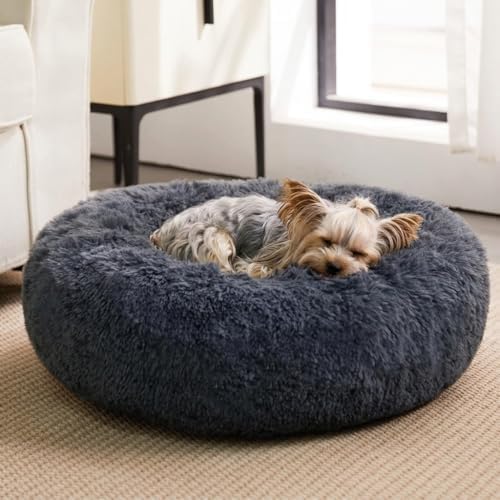 WNPETHOME Small Round Calming Dog Bed Cat Bed for Comfy Sleep