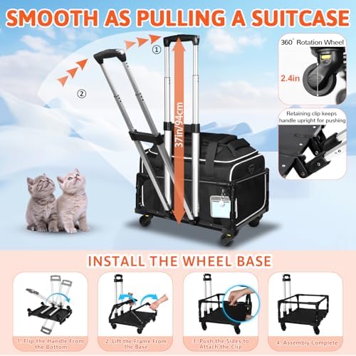 Petskd Top-Expandable Small Pet Carrier with Wheels Airline Approved