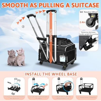 Petskd Top-Expandable Small Pet Carrier with Wheels Airline Approved