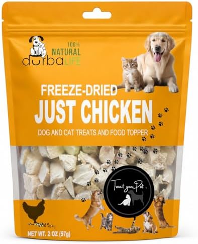 Freeze Dried Chicken Bites - Cats and Dogs Training Treat or Food Topper for Picky Eaters, Protein-Packed Pet Snack (2.0 oz, Just Chicken)