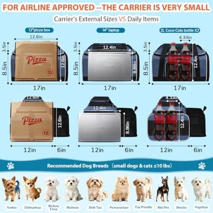 Petskd Top and Side Expandable Small Pet Carrier Airline Approved, Blue