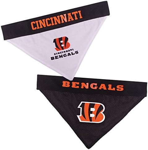 Pets First NFL Cincinnati Bengals Reversible Bandana Size XX-Large for Dogs & Cats. 2 Sided Sports Bandana, Premium Embroidery Team Logo, Many NFL Teams Available